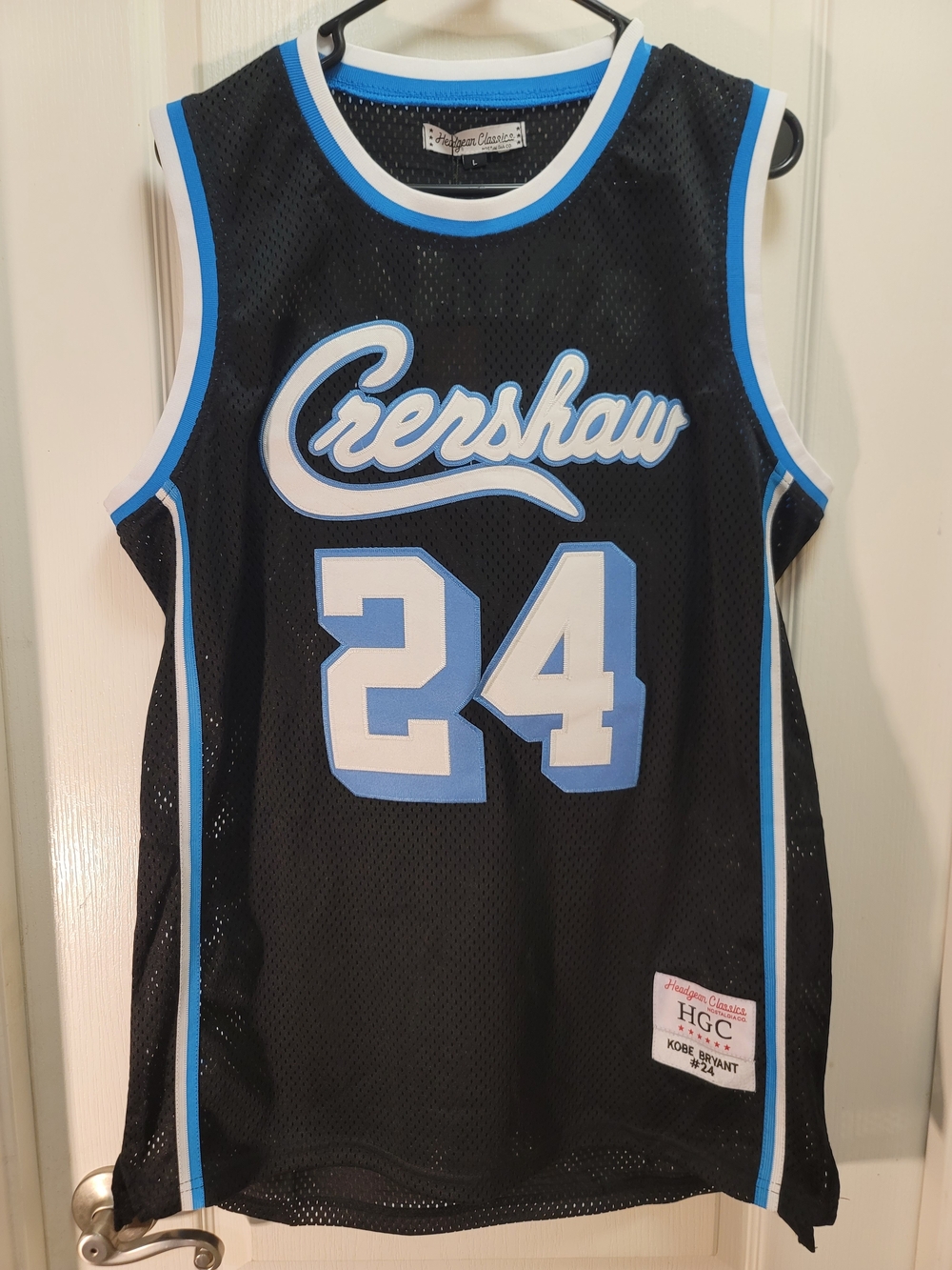Kobe Bryant Crenshaw #24 Basketball Jersey - Black/Light Blue/White -Large - NWT